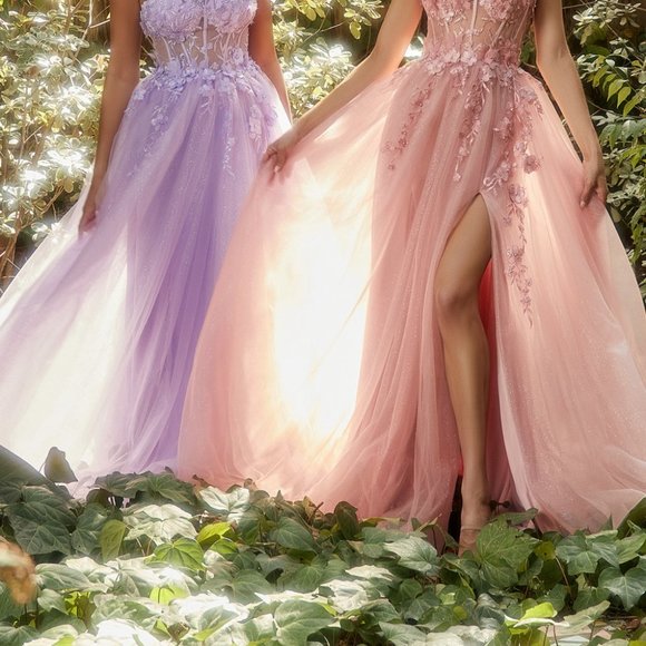 NEW LONG ONE SHOULDER LACE APPLIQUE A-LINE TULLE DRESS WITH ZIPPER BACK AL A1140 - Picture 8 of 9